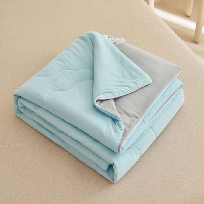 91家纺网 家纺一手货源 找家纺 畅销被业 2026新款凉感丝抗菌羽丝棉夏被夏凉被空调被 蓝色-浅灰