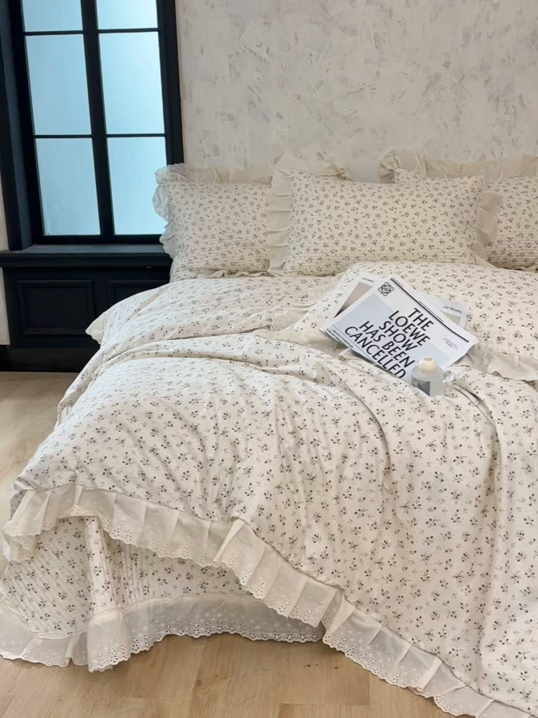 91家纺网 家纺一手货源 找家纺 满座家居 2026新款法式纯棉花边全棉床盖四件套小碎花田园风 甜心