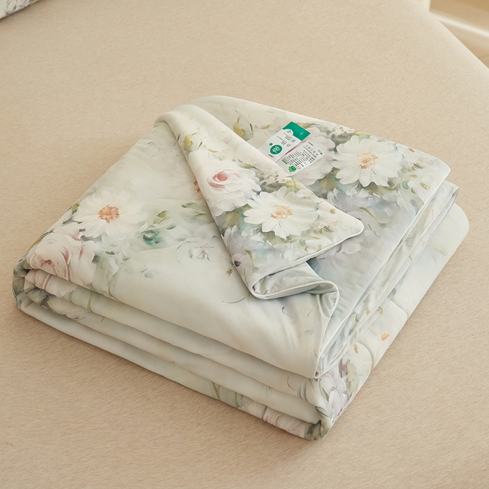 91家纺网 家纺一手货源 找家纺 畅销被业 2026新款卡通印花跨境外贸有氨凉感丝冰淇淋夏凉被空调被 莫奈花园