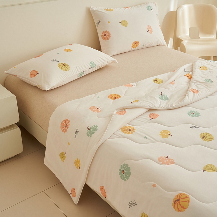 91家纺网 家纺一手货源 找家纺 畅销被业 2026新款卡通印花跨境外贸有氨凉感丝冰淇淋夏凉被空调被 小南瓜