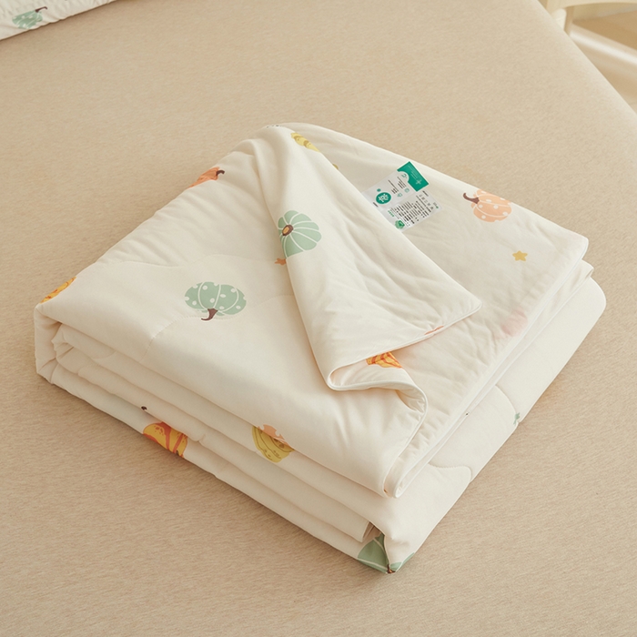 91家纺网 家纺一手货源 找家纺 畅销被业 2026新款卡通印花跨境外贸有氨凉感丝冰淇淋夏凉被空调被 小南瓜