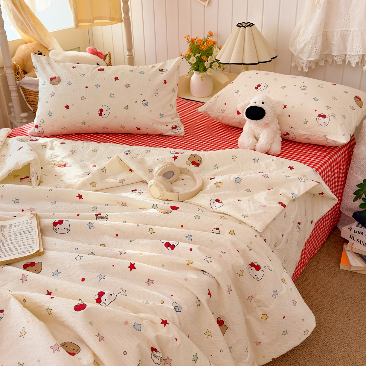 91家纺网 家纺一手货源 找家纺 （总）2026新款泡芙棉卡通夏被四件套双层纱单夏被