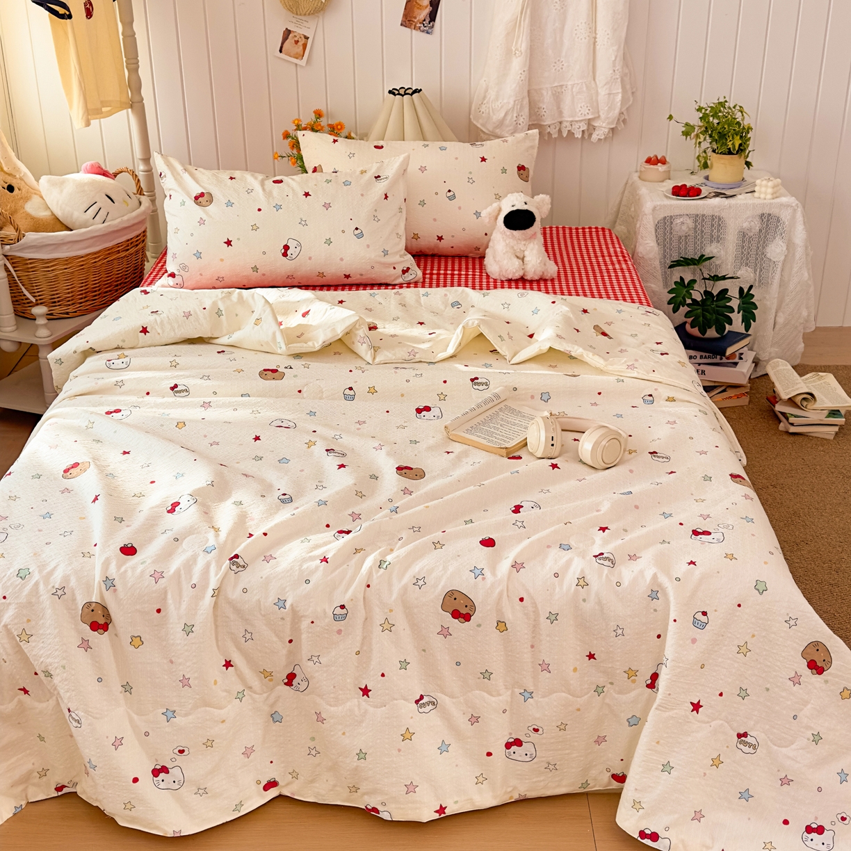 91家纺网 家纺一手货源 找家纺 （总）2026新款泡芙棉卡通夏被四件套双层纱单夏被