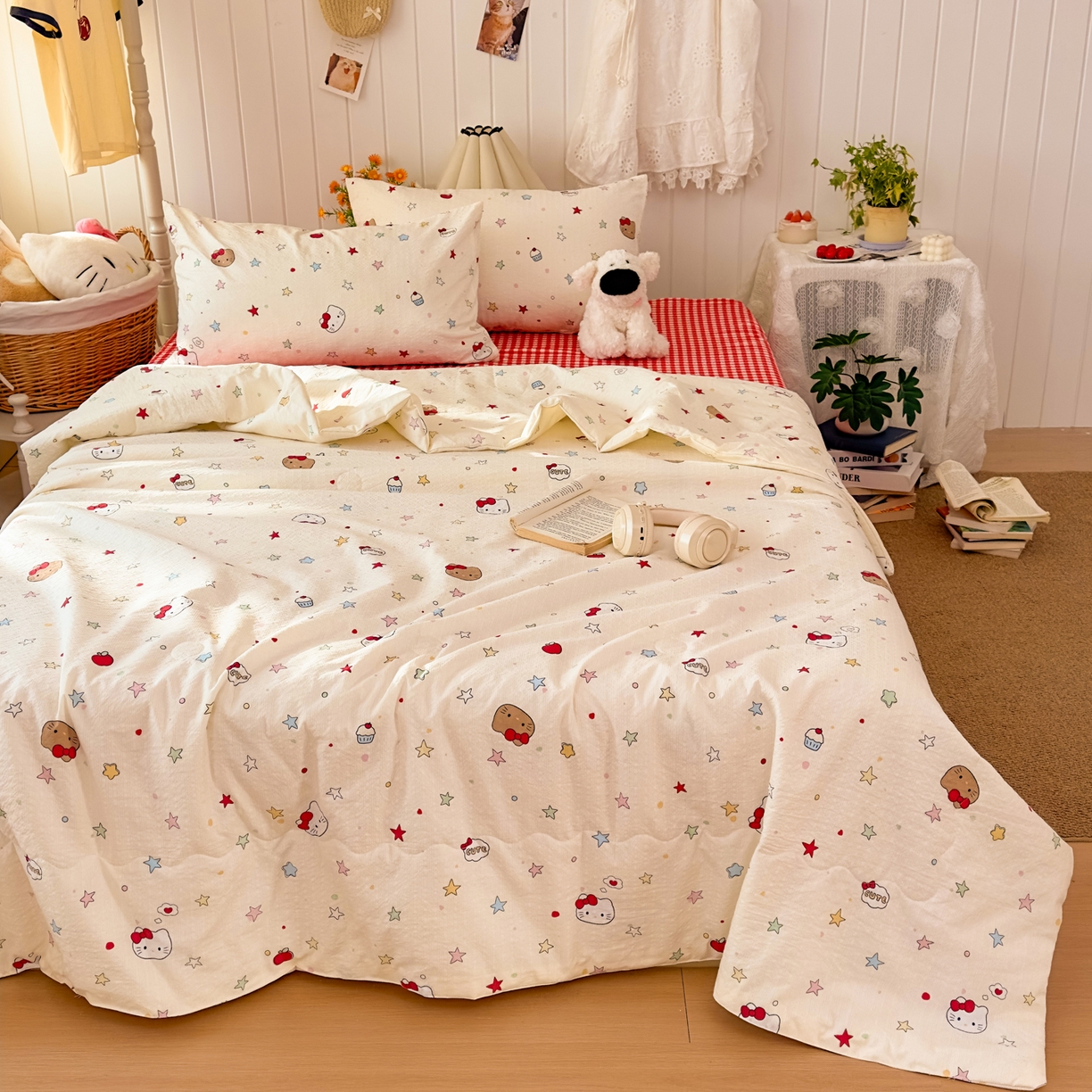 91家纺网 家纺一手货源 找家纺 （总）2026新款泡芙棉卡通夏被四件套双层纱单夏被