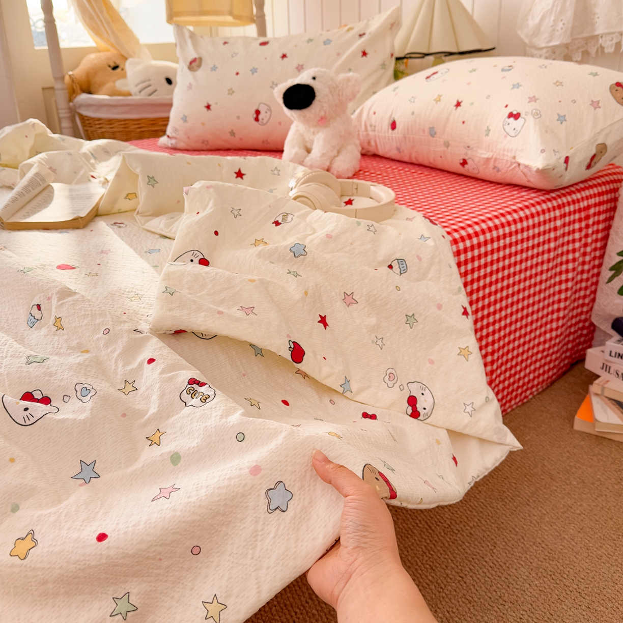 91家纺网 家纺一手货源 找家纺 （总）2026新款泡芙棉卡通夏被四件套双层纱单夏被