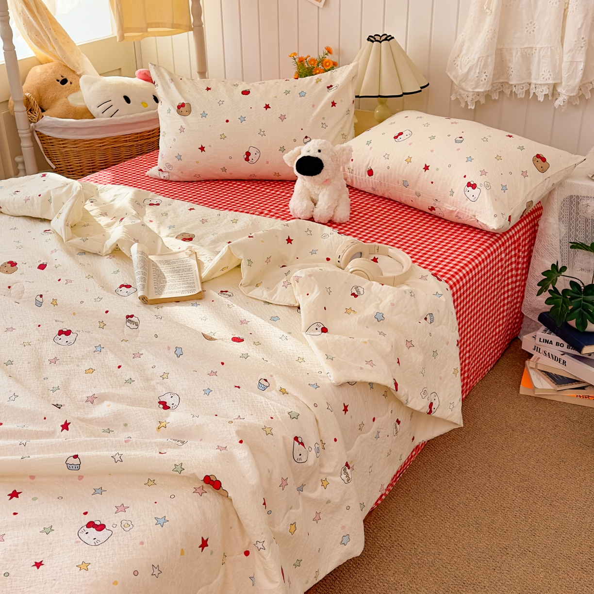 91家纺网 家纺一手货源 找家纺 （总）2026新款泡芙棉卡通夏被四件套双层纱单夏被