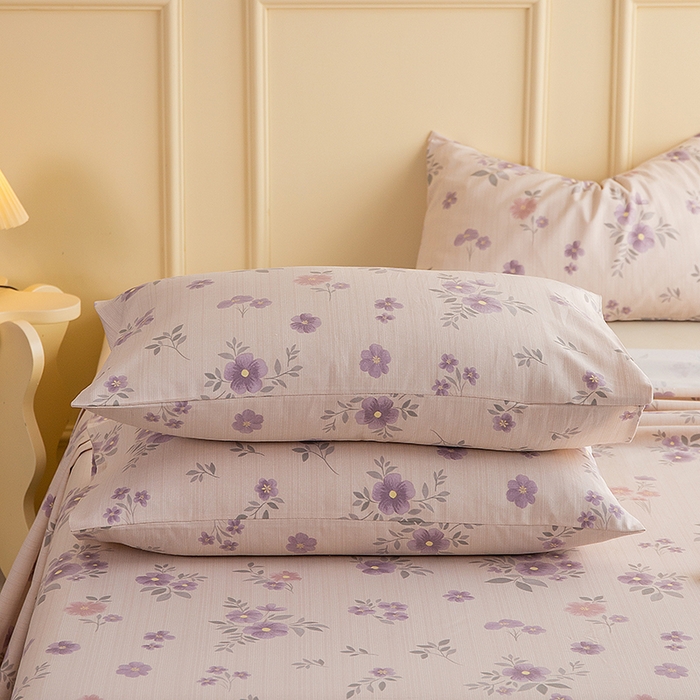 91家纺网 家纺一手货源 找家纺 慕尚家纺 2026新款全棉纯棉老粗布凉席席子 紫舞花影