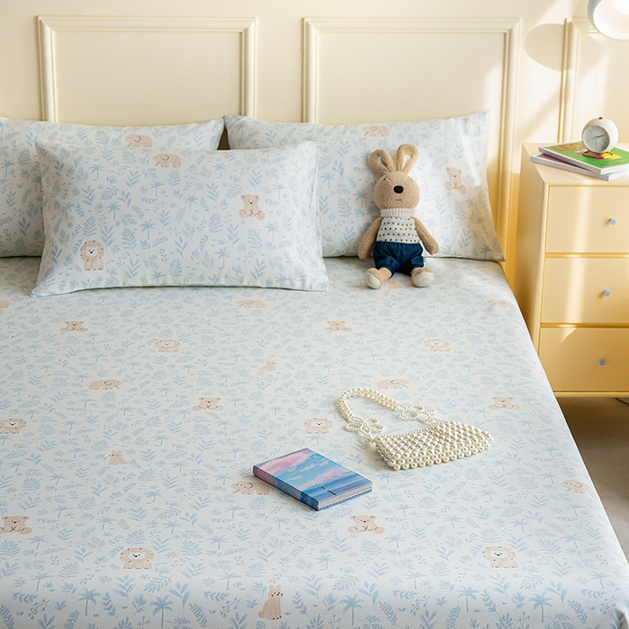 91家纺网 家纺一手货源 找家纺 慕尚家纺 2026新款全棉纯棉老粗布凉席席子 林间萌宠