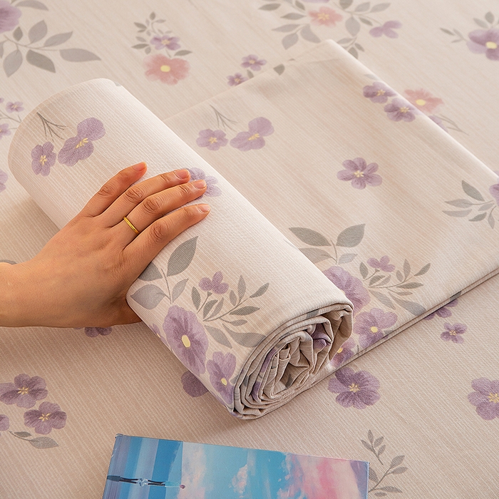 91家纺网 家纺一手货源 找家纺 慕尚家纺 2026新款全棉纯棉老粗布凉席席子 紫舞花影