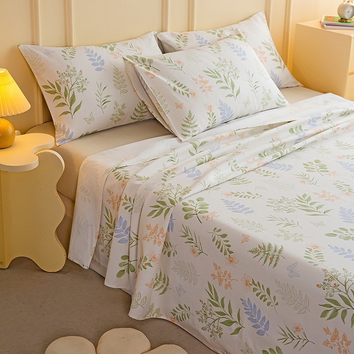 91家纺网 家纺一手货源 找家纺 慕尚家纺 2026新款全棉纯棉老粗布凉席席子 青枝漫叶