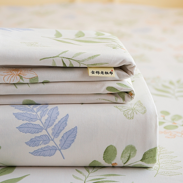 91家纺网 家纺一手货源 找家纺 慕尚家纺 2026新款全棉纯棉老粗布凉席席子 青枝漫叶