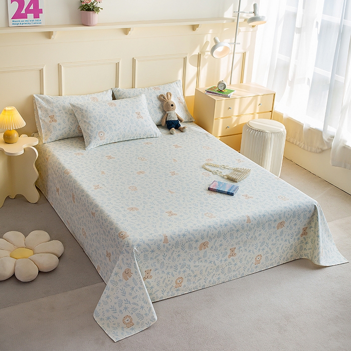 91家纺网 家纺一手货源 找家纺 慕尚家纺 2026新款全棉纯棉老粗布凉席席子 林间萌宠