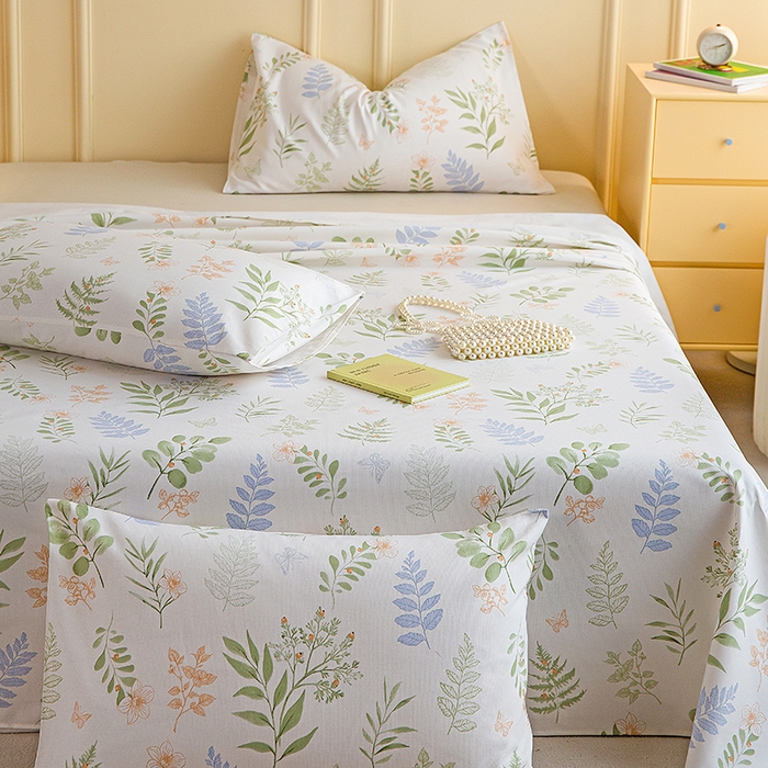 91家纺网 家纺一手货源 找家纺 慕尚家纺 2026新款全棉纯棉老粗布凉席席子 青枝漫叶