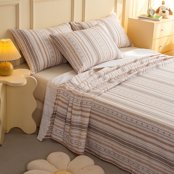 91家纺网 家纺一手货源 找家纺 慕尚家纺 2026新款全棉纯棉老粗布凉席席子 拾光-咖