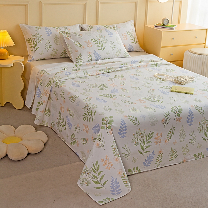 91家纺网 家纺一手货源 找家纺 慕尚家纺 2026新款全棉纯棉老粗布凉席席子 青枝漫叶