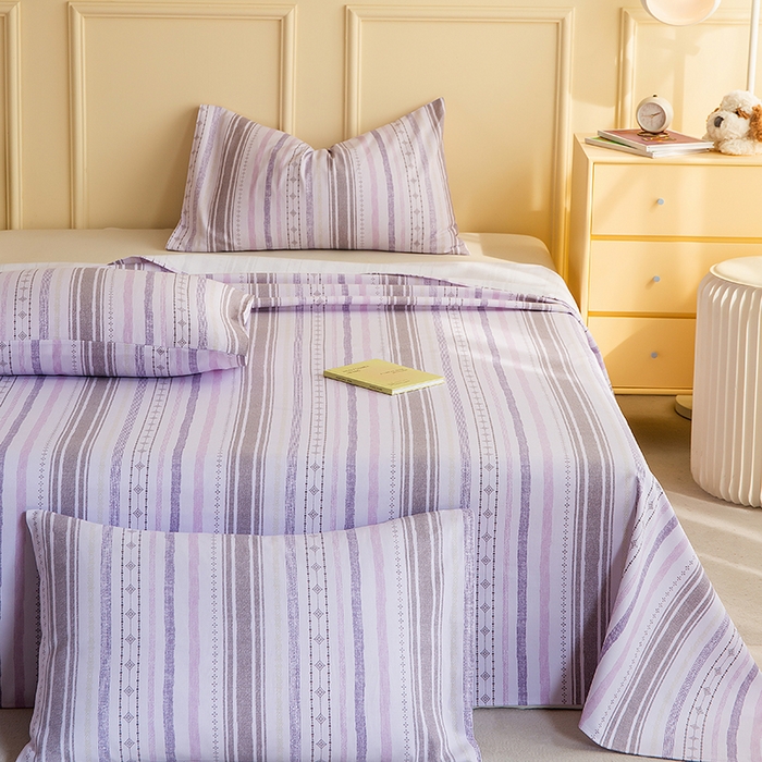 91家纺网 家纺一手货源 找家纺 慕尚家纺 2026新款全棉纯棉老粗布凉席席子 拾光-紫