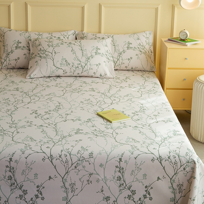 91家纺网 家纺一手货源 找家纺 慕尚家纺 2026新款全棉纯棉老粗布凉席席子 花枝漫语-绿