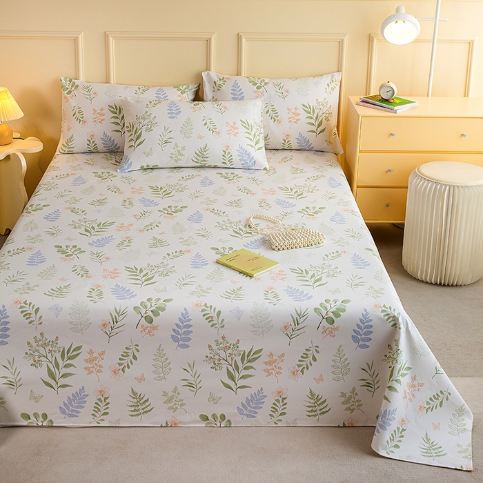 91家纺网 家纺一手货源 找家纺 慕尚家纺 2026新款全棉纯棉老粗布凉席席子 青枝漫叶