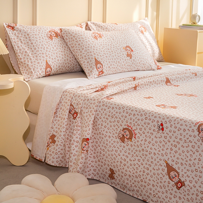 91家纺网 家纺一手货源 找家纺 慕尚家纺 2026新款全棉纯棉老粗布凉席席子 豹纹星星