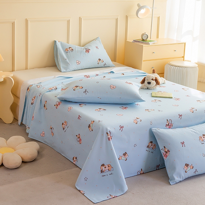 91家纺网 家纺一手货源 找家纺 慕尚家纺 2026新款全棉纯棉老粗布凉席席子 小狗日记