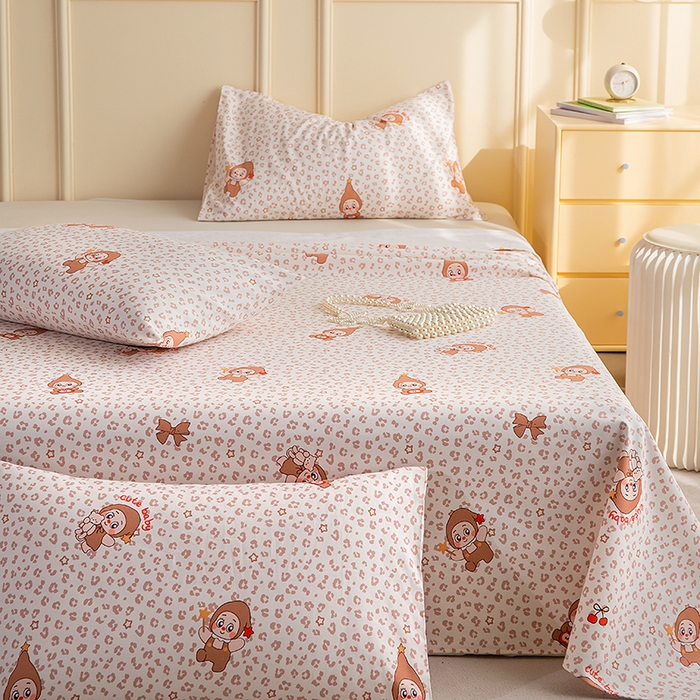 91家纺网 家纺一手货源 找家纺 慕尚家纺 2026新款全棉纯棉老粗布凉席席子 豹纹星星