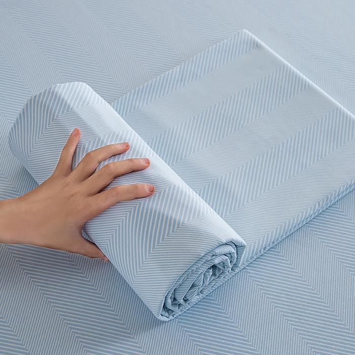 91家纺网 家纺一手货源 找家纺 慕尚家纺 2026新款全棉纯棉老粗布凉席席子 艾米-蓝