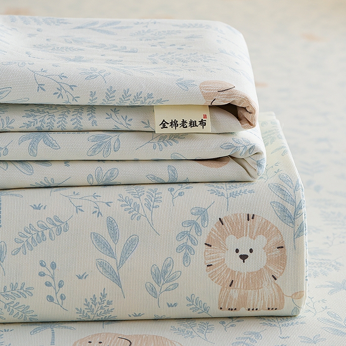 91家纺网 家纺一手货源 找家纺 慕尚家纺 2026新款全棉纯棉老粗布凉席席子 林间萌宠