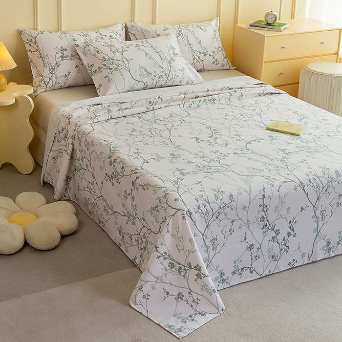 91家纺网 家纺一手货源 找家纺 慕尚家纺 2026新款全棉纯棉老粗布凉席席子 花枝漫语-绿