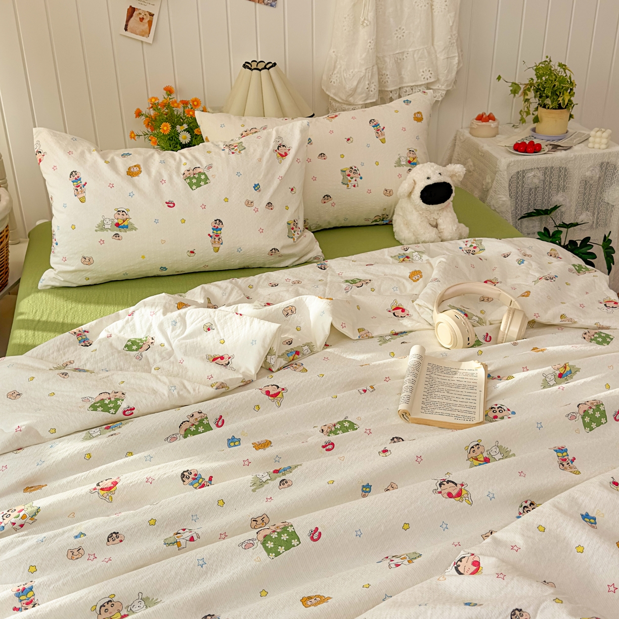 91家纺网 家纺一手货源 找家纺 2026新款泡芙棉卡通夏被四件套双层纱单夏被 夏被-绿芽小新铺