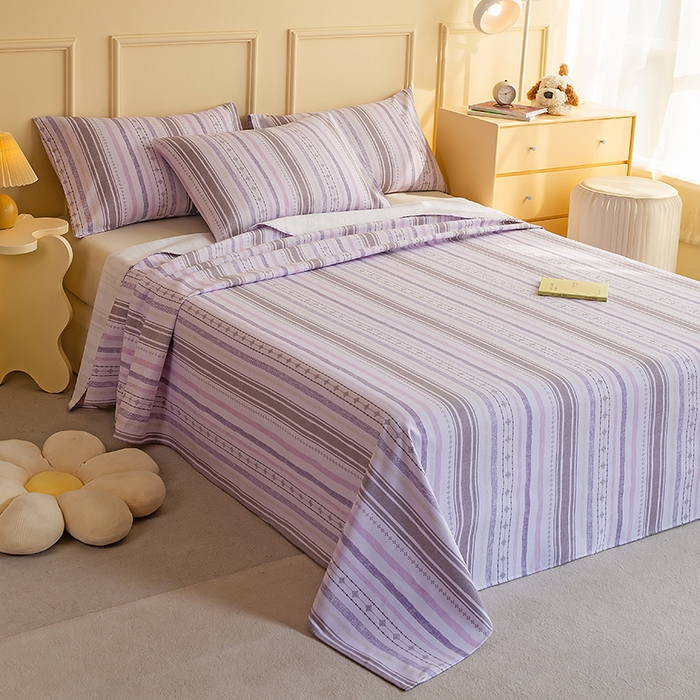 91家纺网 家纺一手货源 找家纺 慕尚家纺 2026新款全棉纯棉老粗布凉席席子 拾光-紫