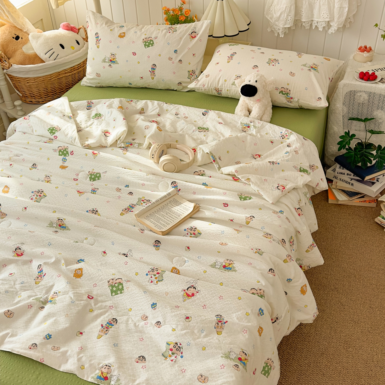 91家纺网 家纺一手货源 找家纺 2026新款泡芙棉卡通夏被四件套双层纱单夏被 夏被-绿芽小新铺