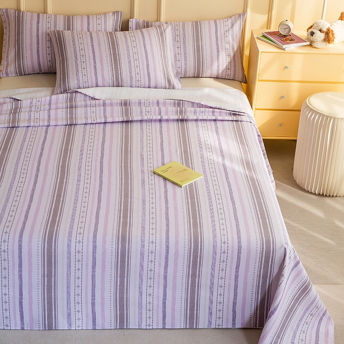 91家纺网 家纺一手货源 找家纺 慕尚家纺 2026新款全棉纯棉老粗布凉席席子 拾光-紫