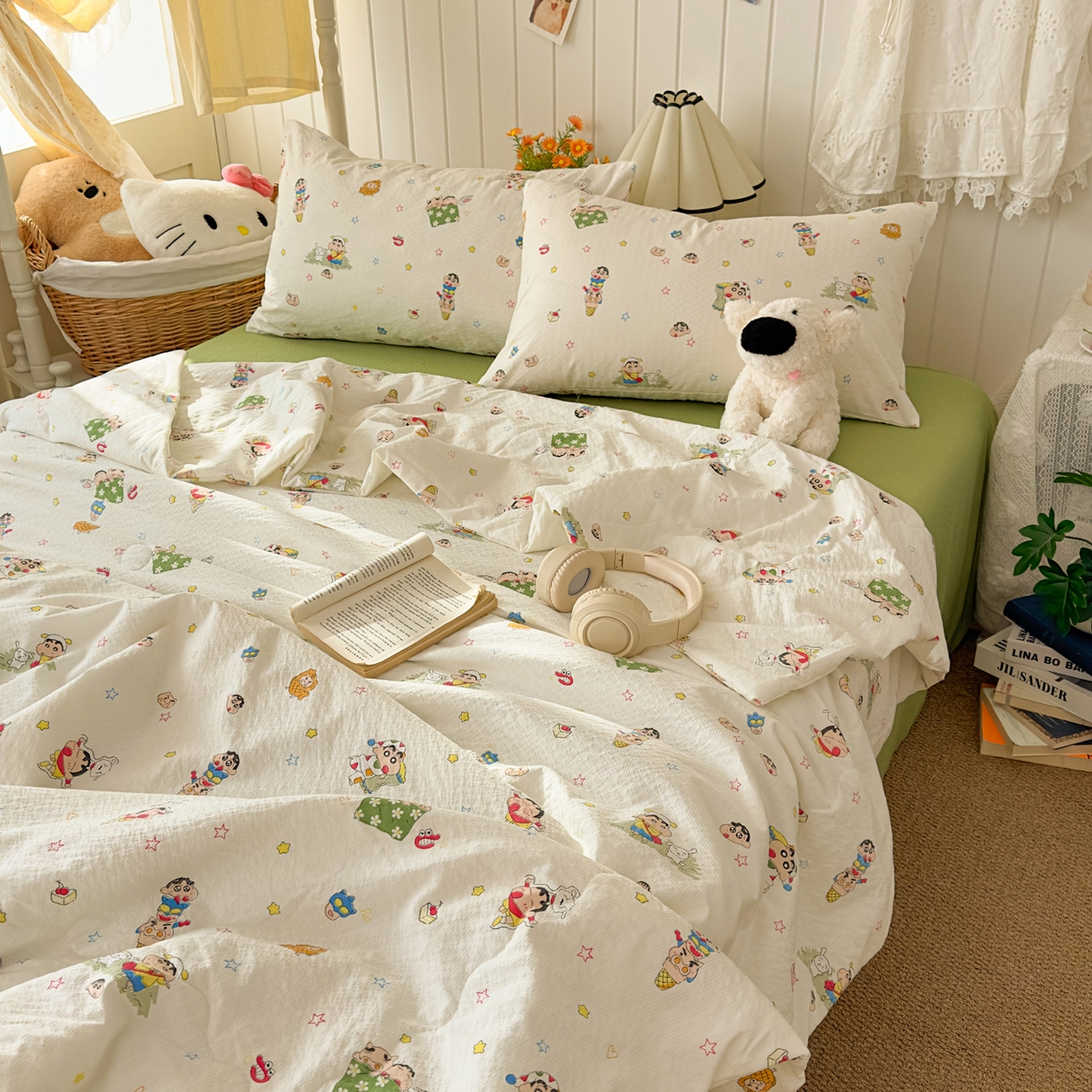 91家纺网 家纺一手货源 找家纺 2026新款泡芙棉卡通夏被四件套双层纱单夏被 夏被-绿芽小新铺