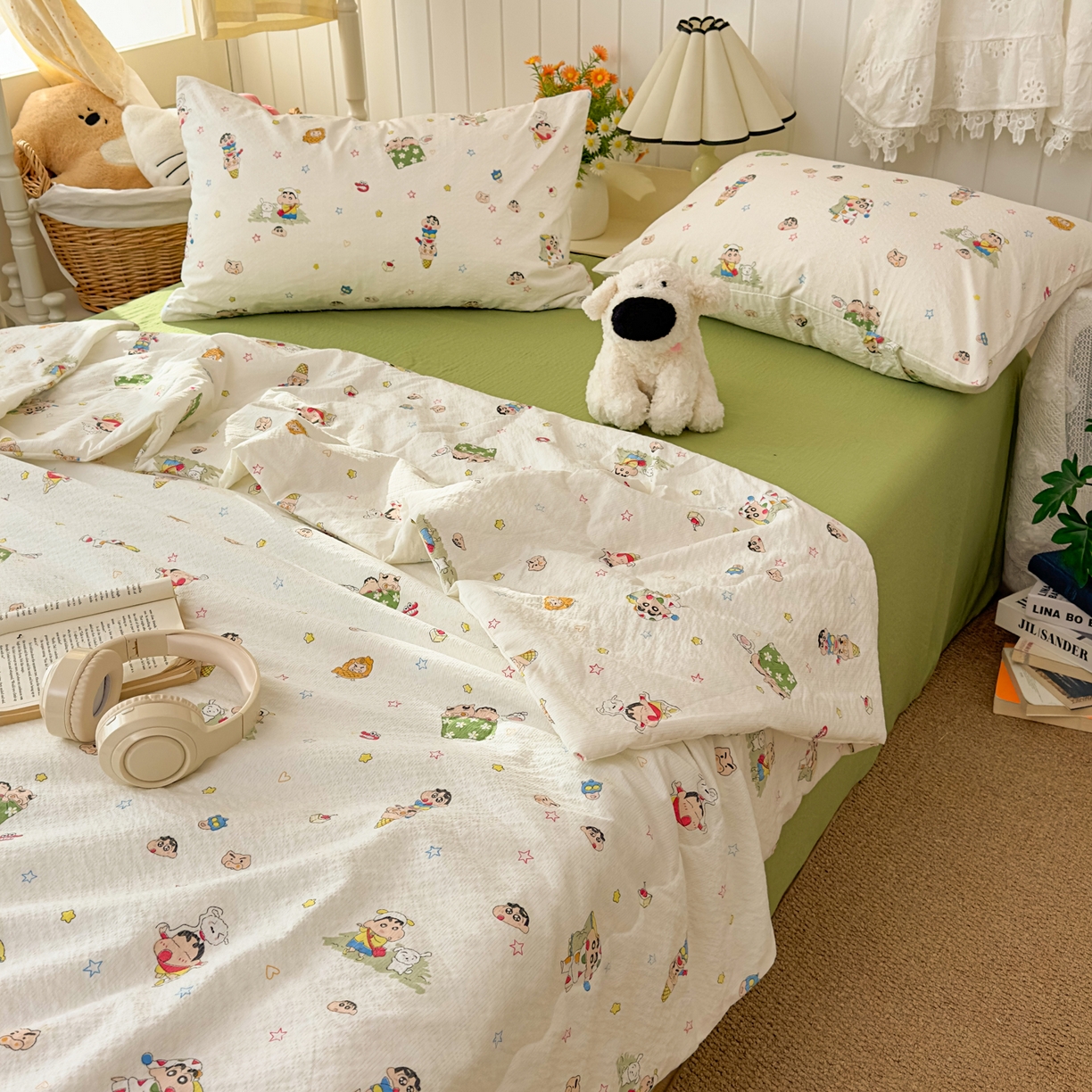 91家纺网 家纺一手货源 找家纺 2026新款泡芙棉卡通夏被四件套双层纱单夏被 夏被-绿芽小新铺