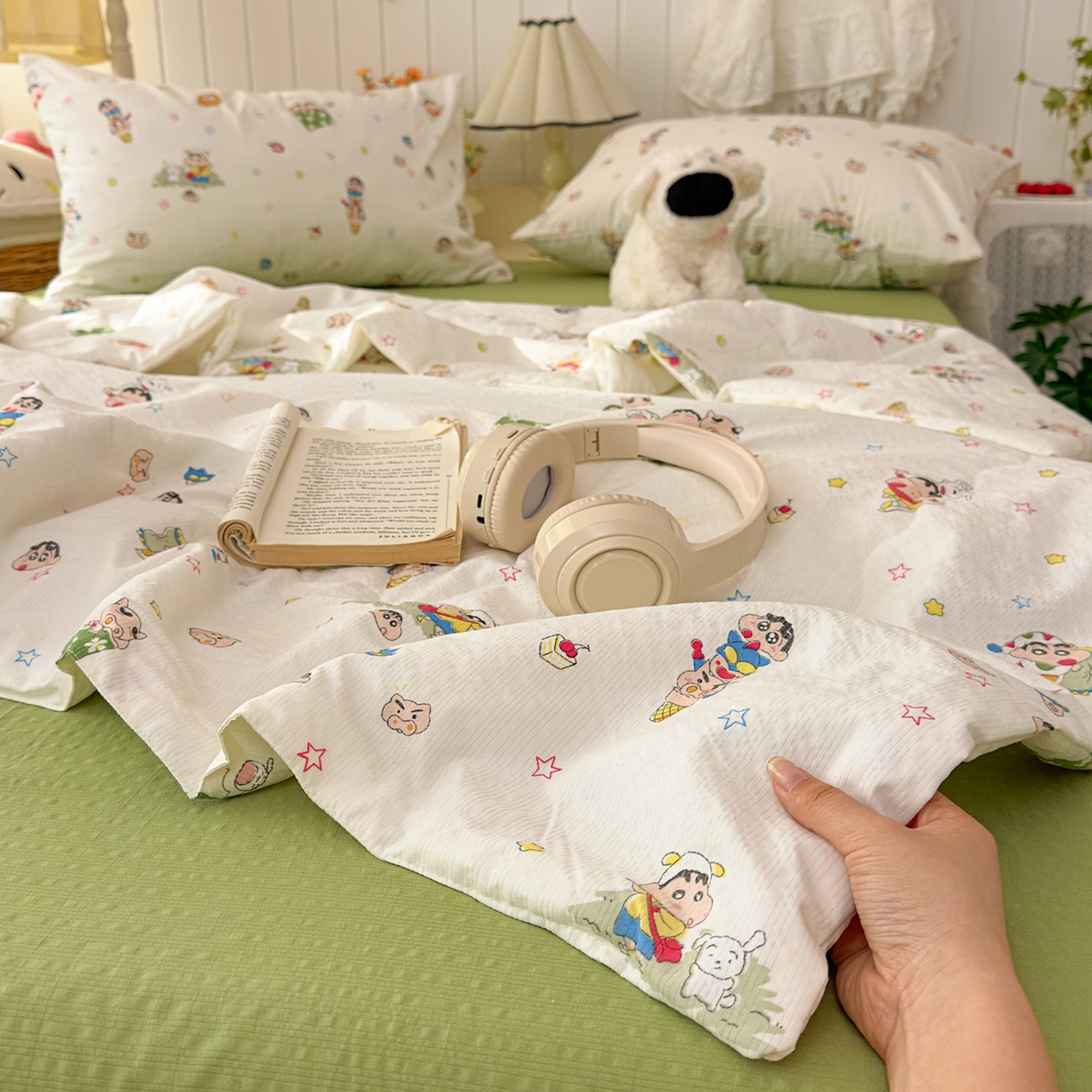 91家纺网 家纺一手货源 找家纺 2026新款泡芙棉卡通夏被四件套双层纱单夏被 夏被-绿芽小新铺