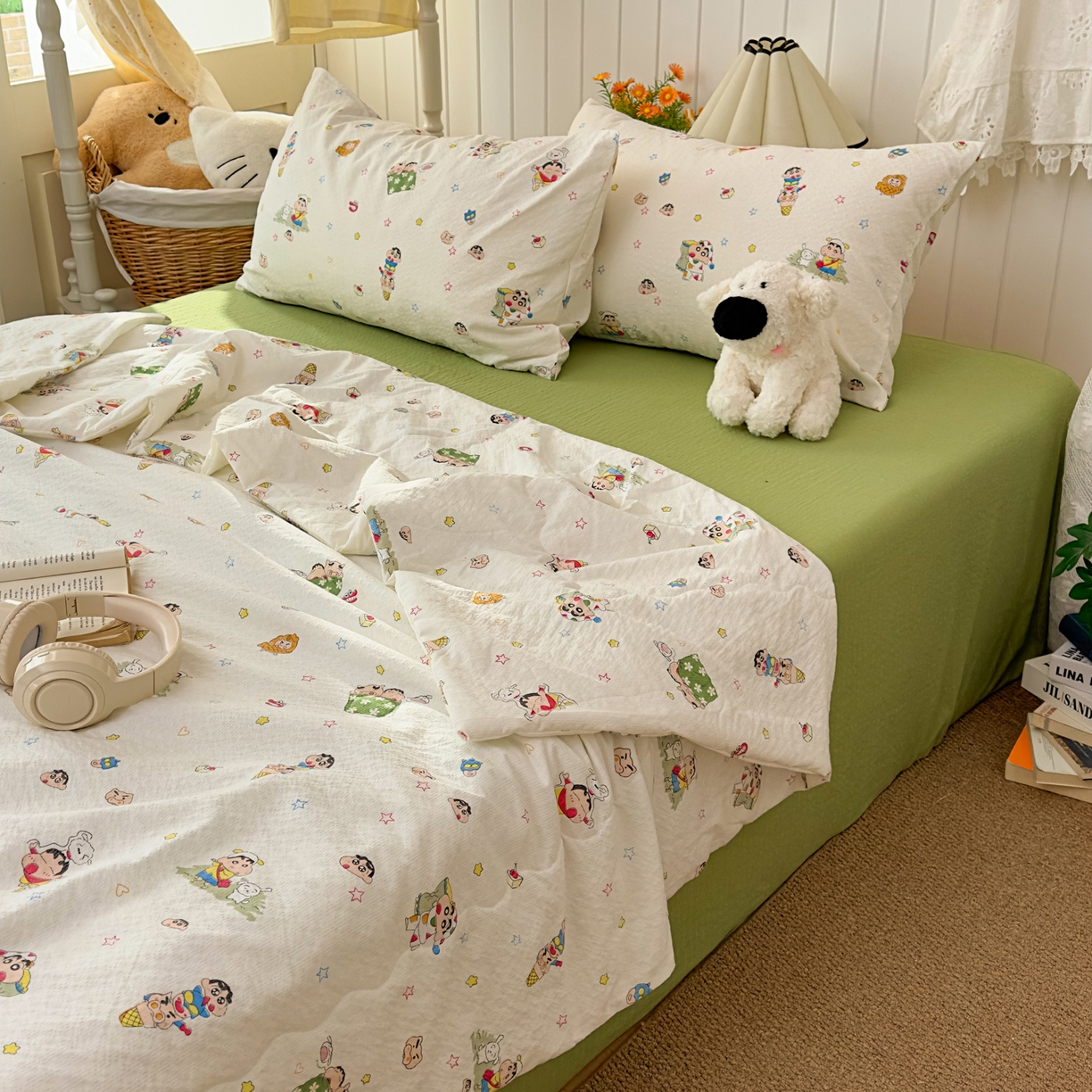 91家纺网 家纺一手货源 找家纺 2026新款泡芙棉卡通夏被四件套双层纱单夏被 夏被-绿芽小新铺