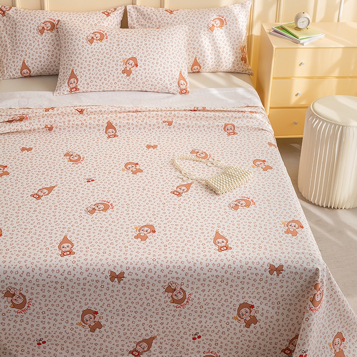 91家纺网 家纺一手货源 找家纺 慕尚家纺 2026新款全棉纯棉老粗布凉席席子 豹纹星星