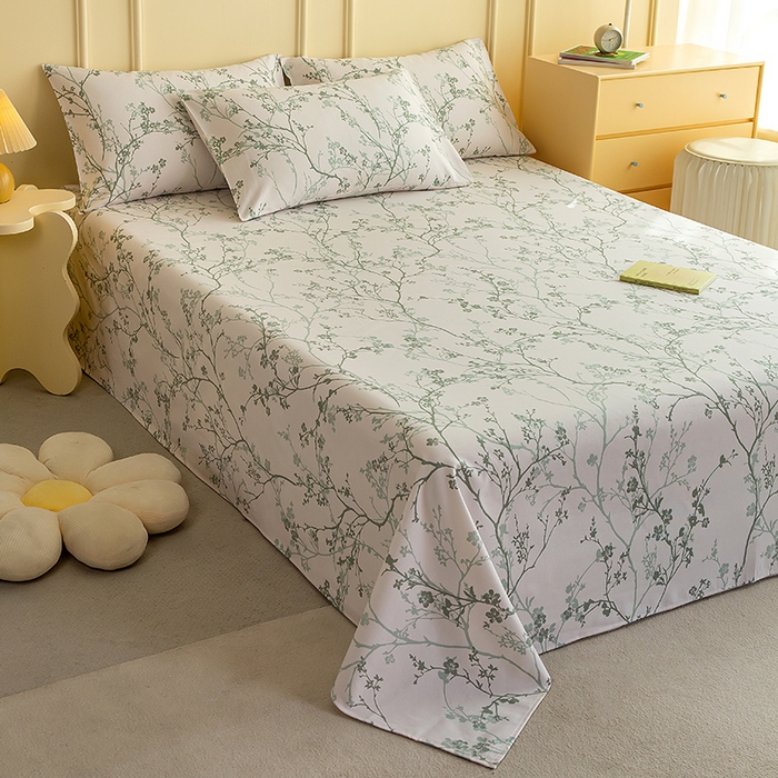 91家纺网 家纺一手货源 找家纺 慕尚家纺 2026新款全棉纯棉老粗布凉席席子 花枝漫语-绿