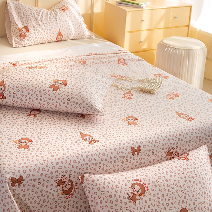 91家纺网 家纺一手货源 找家纺 慕尚家纺 2026新款全棉纯棉老粗布凉席席子 豹纹星星