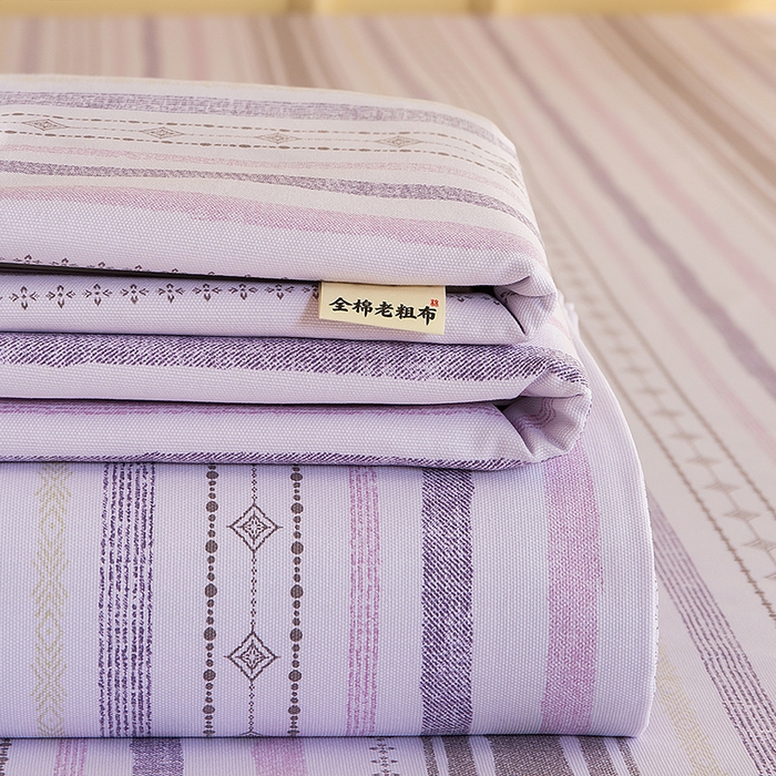 91家纺网 家纺一手货源 找家纺 慕尚家纺 2026新款全棉纯棉老粗布凉席席子 拾光-紫