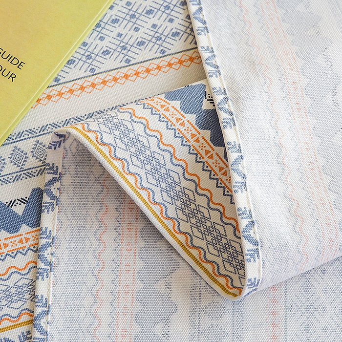 91家纺网 家纺一手货源 找家纺 慕尚家纺 2026新款全棉纯棉老粗布凉席席子 蓝橙花条