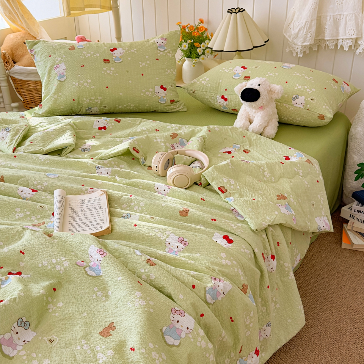 91家纺网 家纺一手货源 找家纺 2026新款泡芙棉卡通夏被四件套双层纱单夏被 夏被-青樱凯特