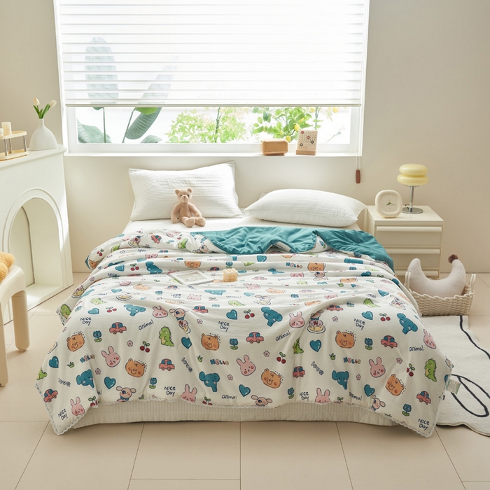 91家纺网 家纺一手货源 找家纺 畅销被业 2026新款A类水洗棉印花夏被空调被夏凉被 狂欢派对