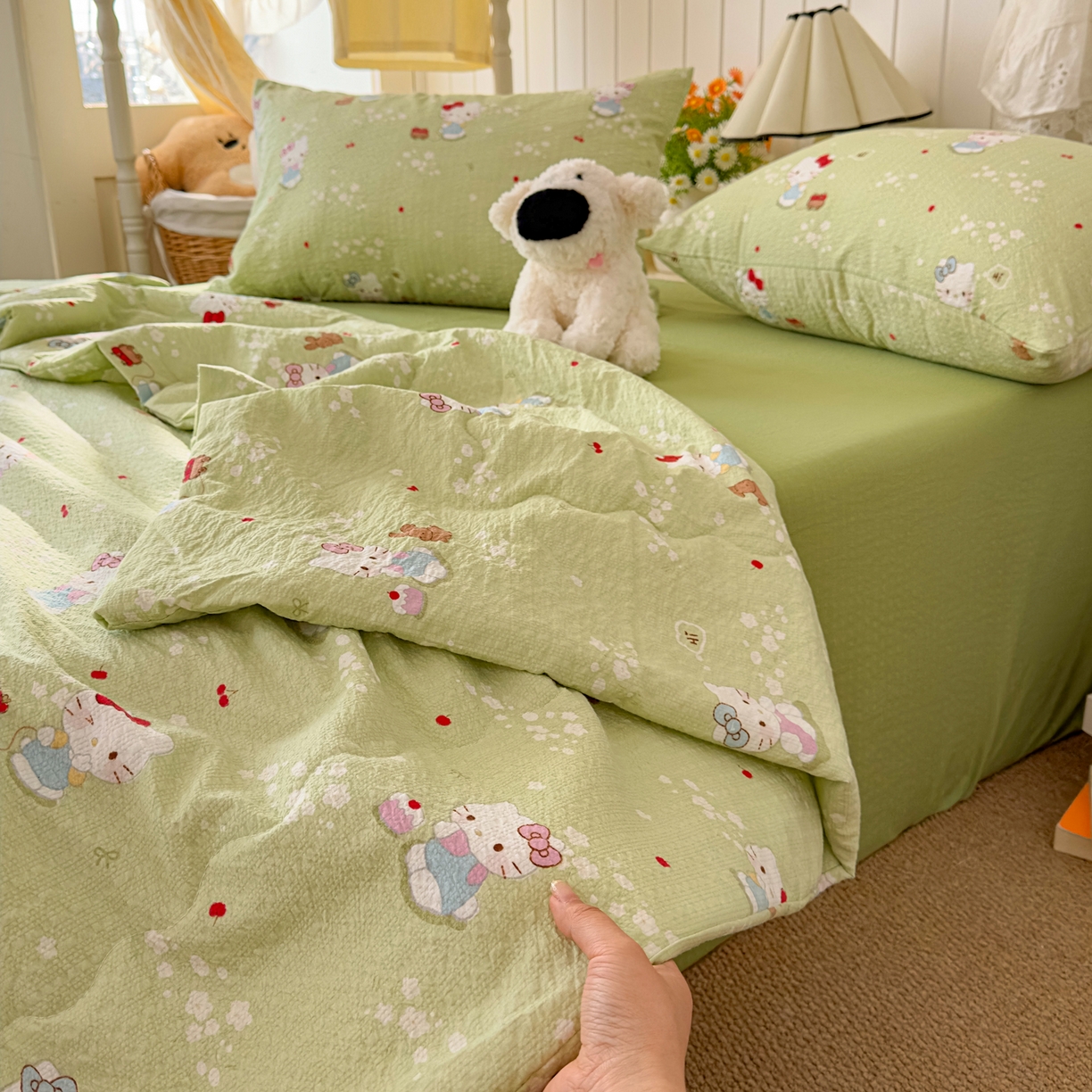 91家纺网 家纺一手货源 找家纺 2026新款泡芙棉卡通夏被四件套双层纱单夏被 夏被-青樱凯特