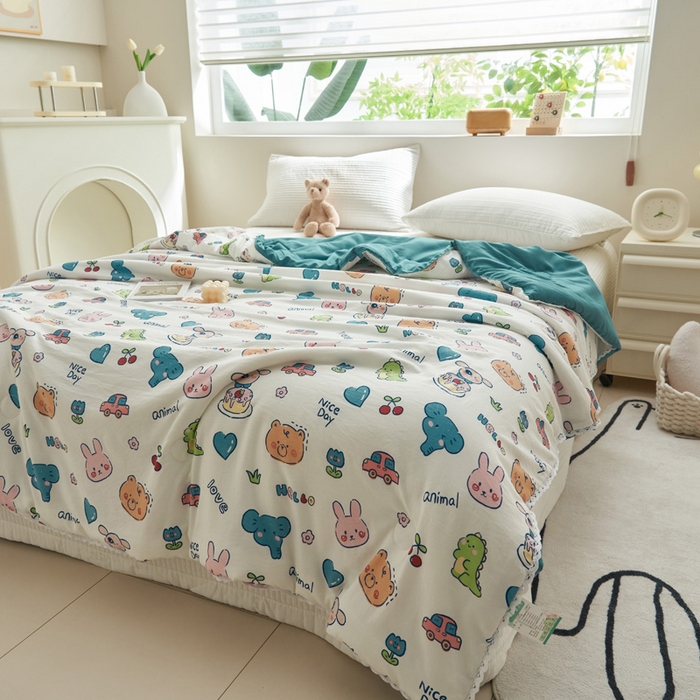 91家纺网 家纺一手货源 找家纺 畅销被业 2026新款A类水洗棉印花夏被空调被夏凉被 狂欢派对