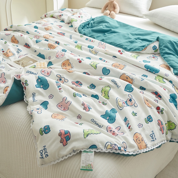 91家纺网 家纺一手货源 找家纺 畅销被业 2026新款A类水洗棉印花夏被空调被夏凉被 狂欢派对