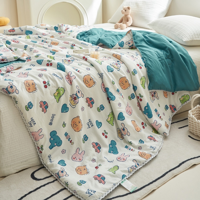 91家纺网 家纺一手货源 找家纺 畅销被业 2026新款A类水洗棉印花夏被空调被夏凉被 狂欢派对