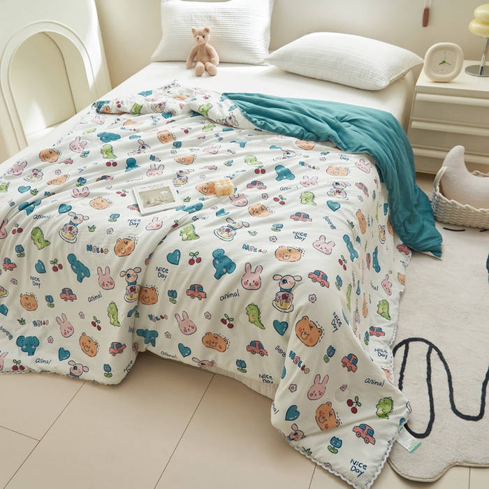 91家纺网 家纺一手货源 找家纺 畅销被业 2026新款A类水洗棉印花夏被空调被夏凉被 狂欢派对