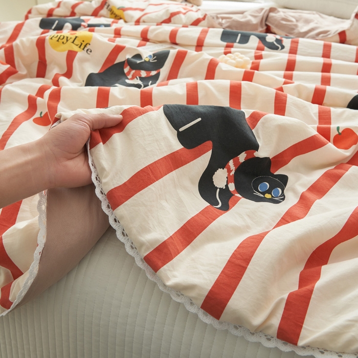 91家纺网 家纺一手货源 找家纺 畅销被业 2026新款A类水洗棉印花夏被空调被夏凉被 煤球小猫