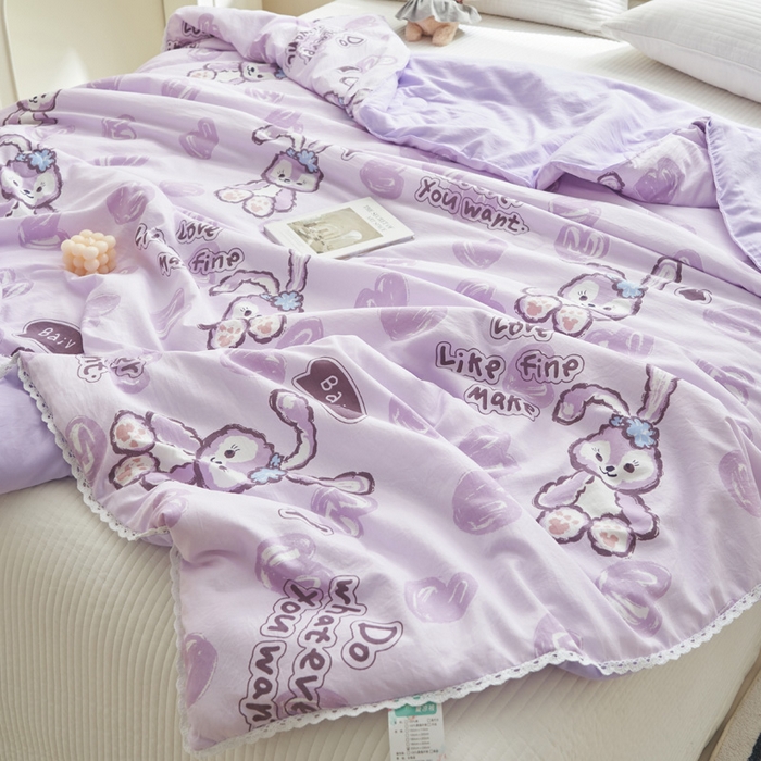 91家纺网 家纺一手货源 找家纺 畅销被业 2026新款A类水洗棉印花夏被空调被夏凉被 星星兔